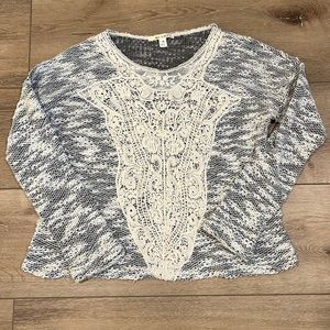 Francesca's Miami Lace Detailed Knit Sweater
